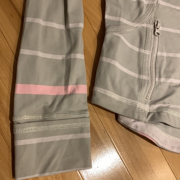 Lululemon Forme Jacket Cuffins Pop Stripe Heathered Dune / Barely Pink -size 10 - Picture 3 of 16